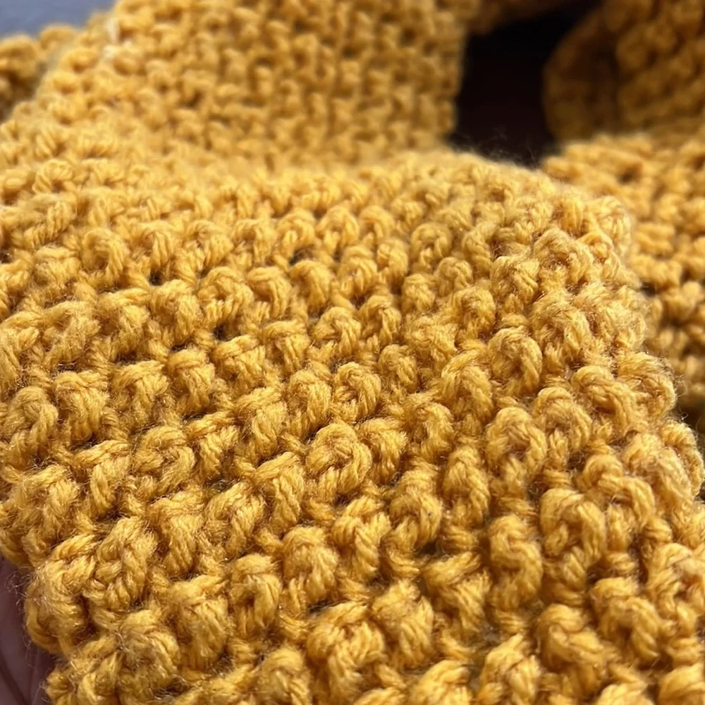 Hand Crochet Yellow Infinity Scarf - Picture 2 of 3